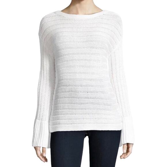 Ellen Tracy Sweater Summer Boatneck Bell Sleeve Loose Chunky Knit Ivory White XL - Picture 1 of 9